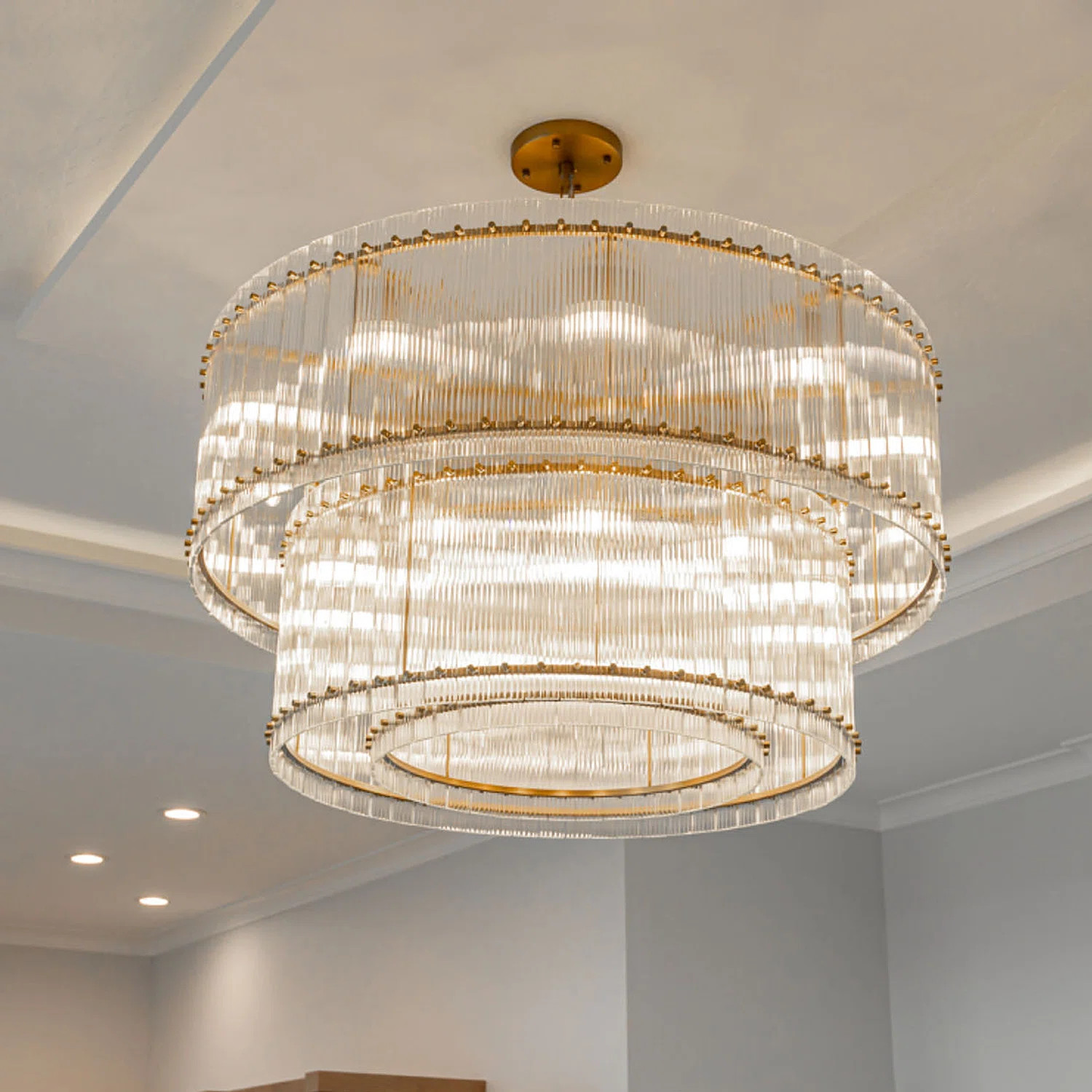 16-light 37''W Round Dimmable Tiered Chandelier with Crystal Accents (Bulbs Included) | Wayfair North America