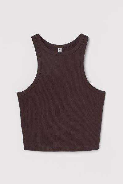 Conscious choiceCropped, fitted vest top in ribbed cotton jersey. Narrow cut at the top with a ra... | H&M (UK, MY, IN, SG, PH, TW, HK)