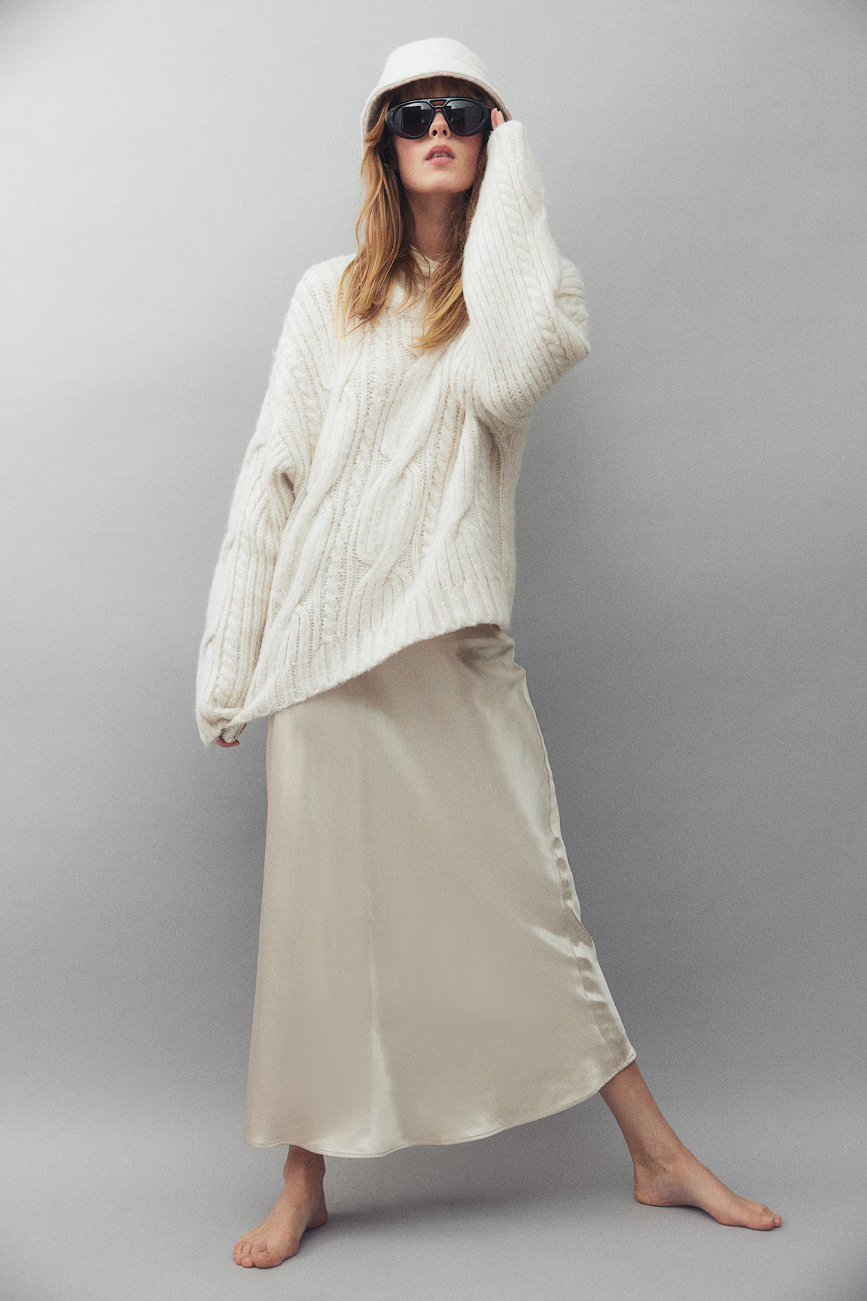 Cable-Knit Sweater - White - Ladies | H&M US | H&M (US + CA)