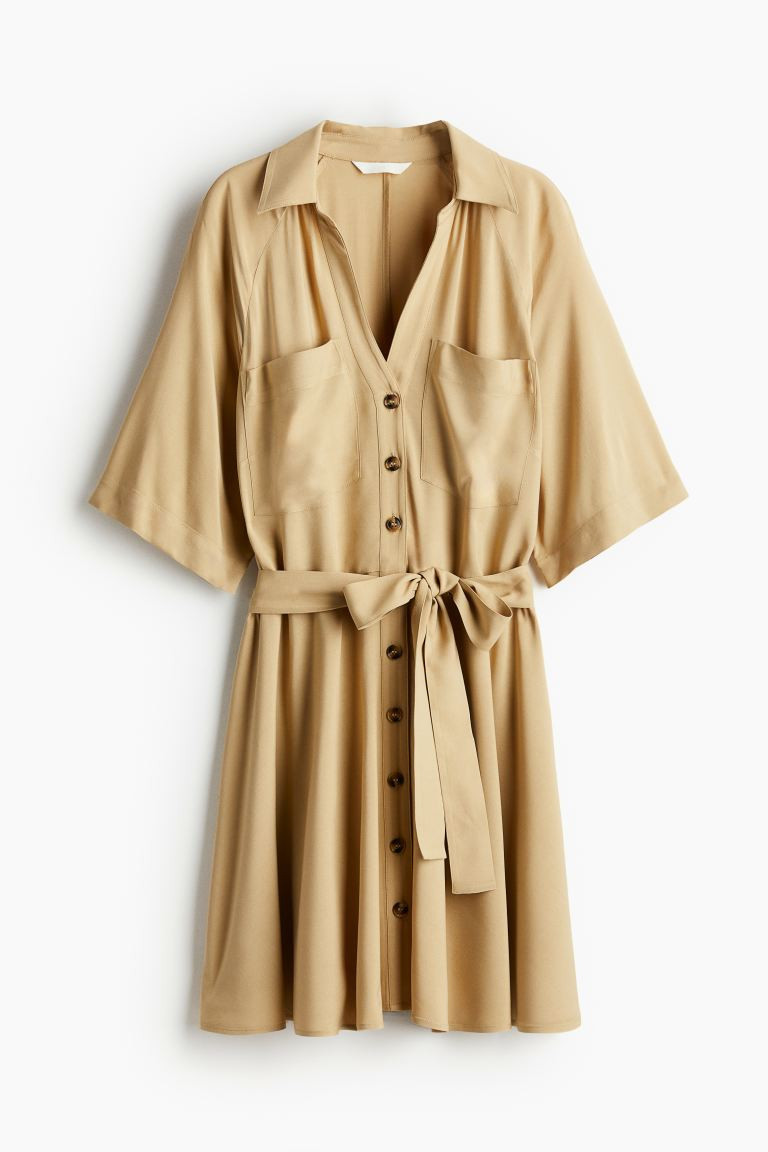 Vestido camisero con cinturón de anudar | H&M (FR, IT, ES, PT, BE)