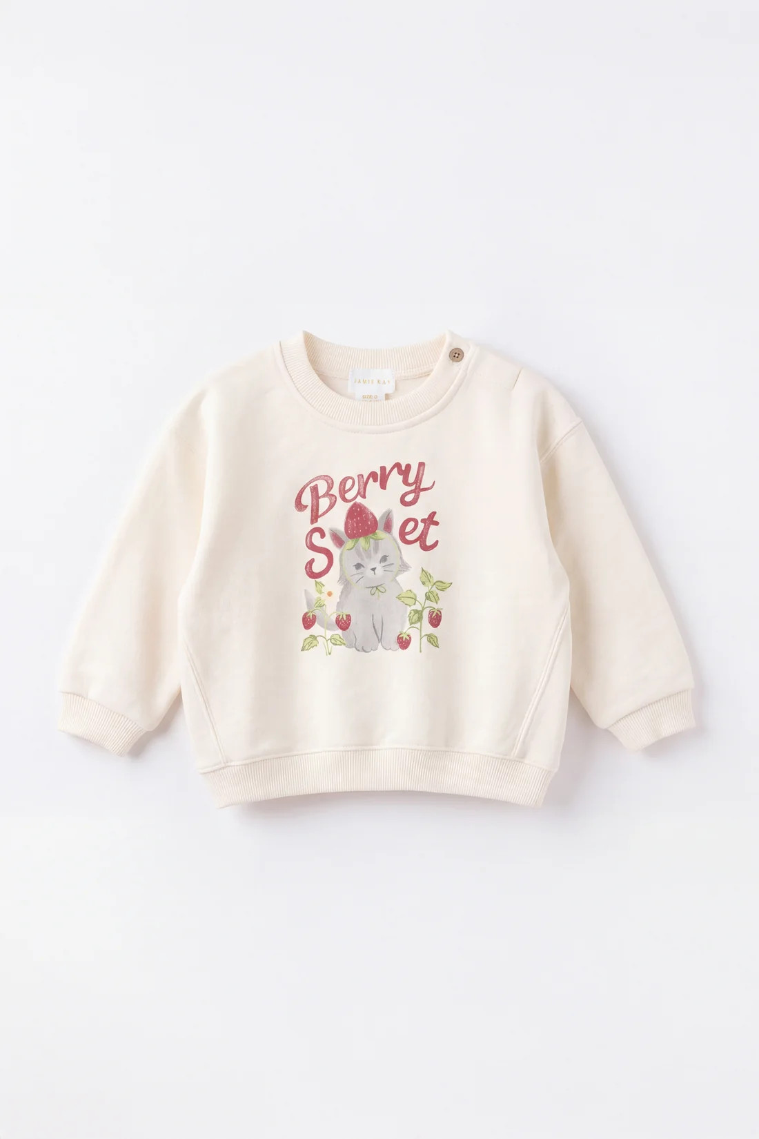 Organic Cotton Rhea Sweatshirt - Berry Cat Egret | Jamie Kay