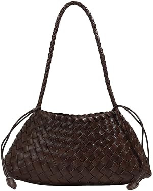 Women's Woven Basket Handbag, Drawstring Bucket Purse With Removable Inner Pouch And Top Handle C... | Amazon (UK)