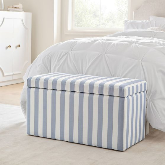 Cabana Stripe Chambray Rectangular Storage Bench (32") | Pottery Barn Teen