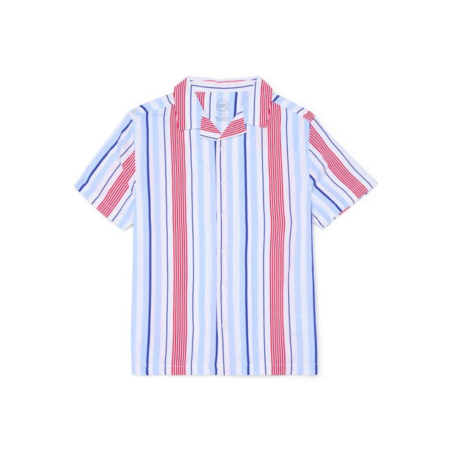 Wonder Nation Boys Short Sleeve Camp Collar Button-Up Shirt, Sizes 4-12 | Walmart (US)
