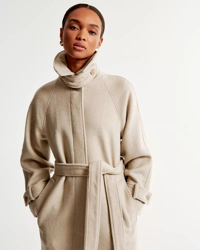 Wool blend funnel store neck coat