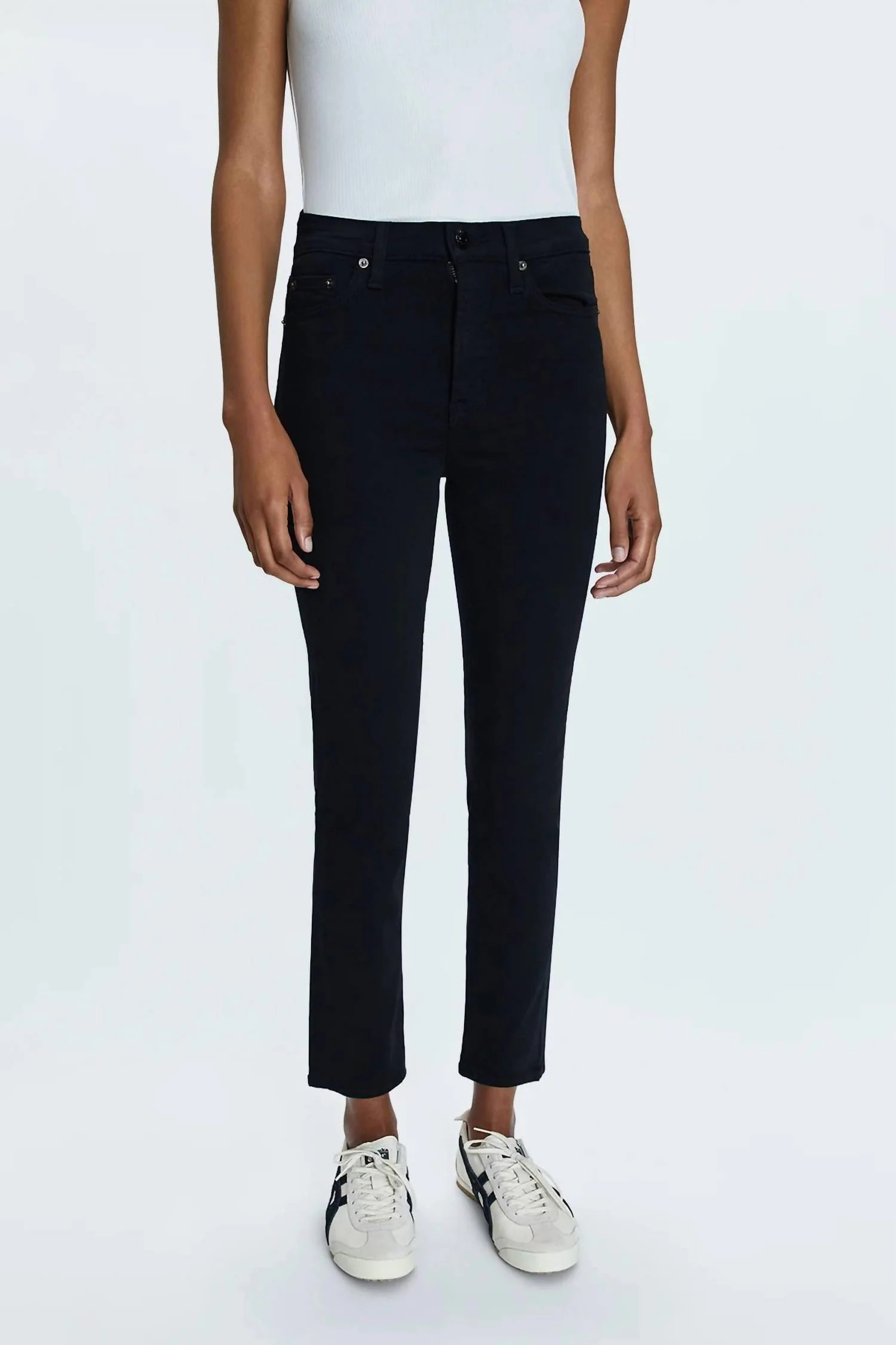Madi High Rise Slim Jeans In Black | Shop Simon