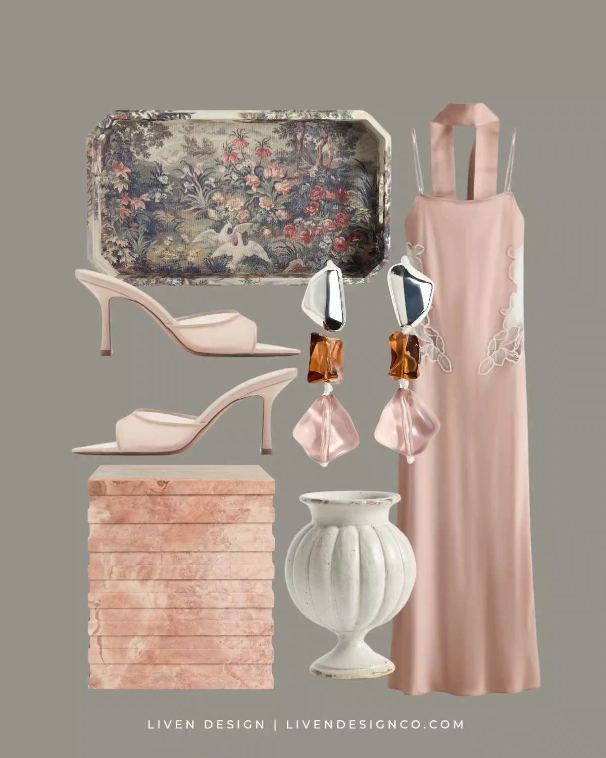 New discoveries. Nude heels. Mango. Outfit inspo. Style inspiration. Satin pink dress. H&M. Lace dress. Nordstrom. Home decor. Lulu and georgia. Marble side accent table. Statement earrings. Williams Sonoma. Upholstered tray. Living room. McGee and Co. Ribbed vase. Pottery Barn 

#LTKSeasonal #LTKHome #LTKSaleAlert