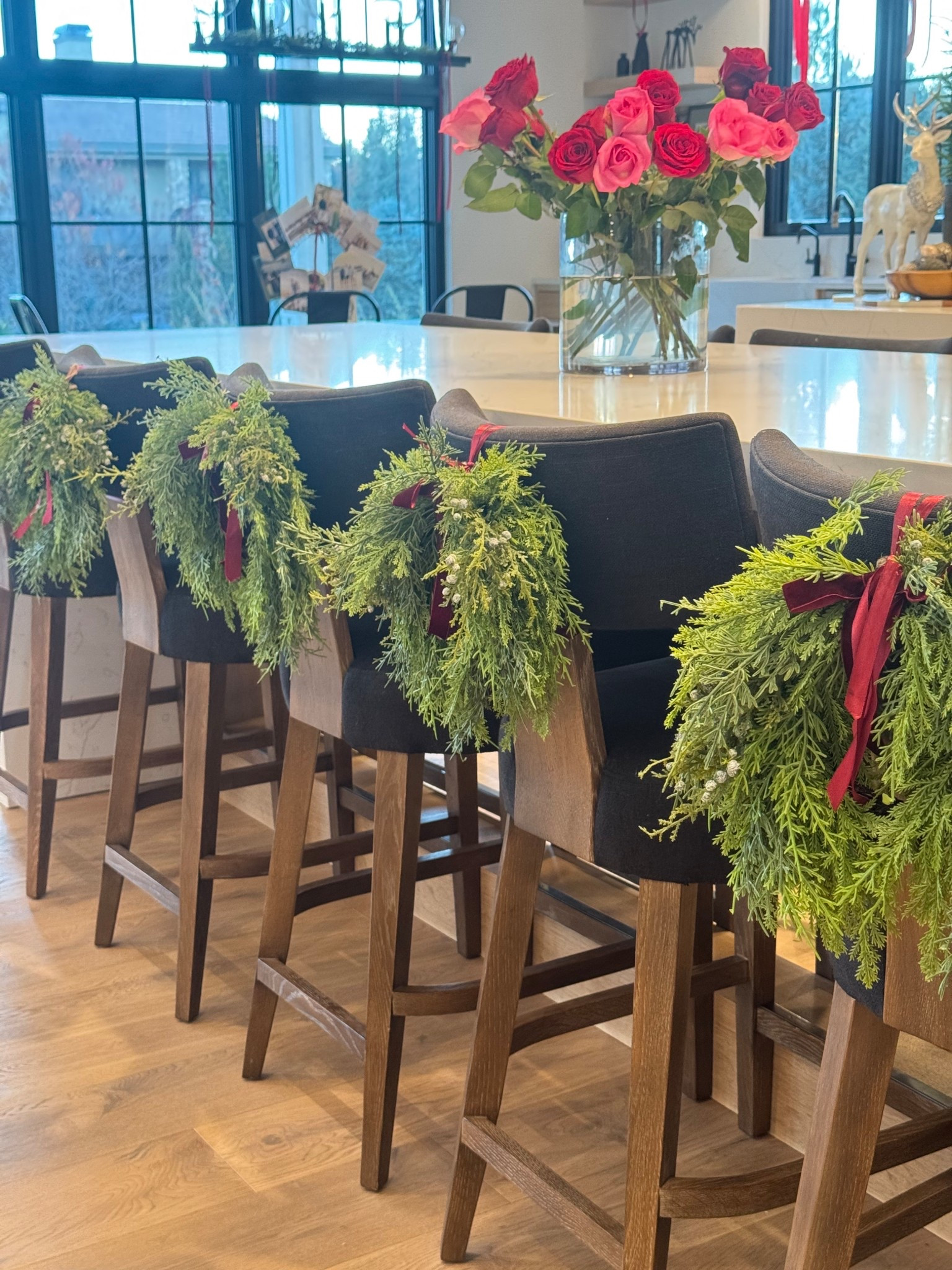 Add mini wreaths to your stools or chairs.

#LTKHome #LTKU #LTKHoliday