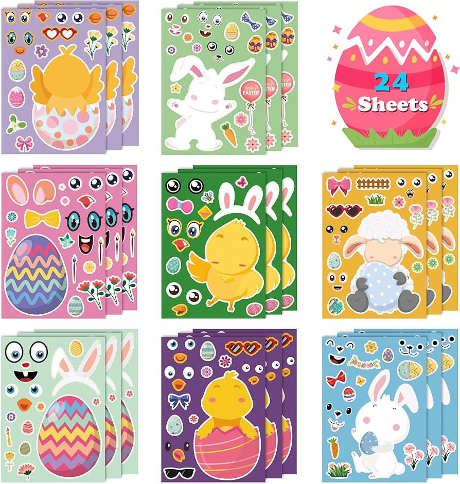 OHOME Easter Basket Stuffers for Kids - DIY Happy Egg Bunny Sticker Crafts Stickers,Kids Easter G... | Amazon (US)