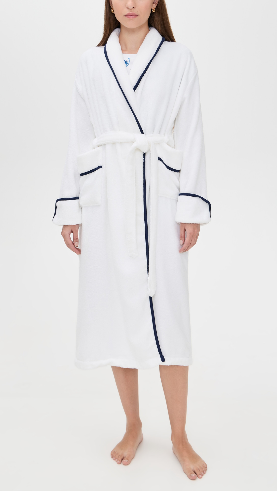 Hill House Home The Hotel Robe White/Navy XXS/XS | Shopbop