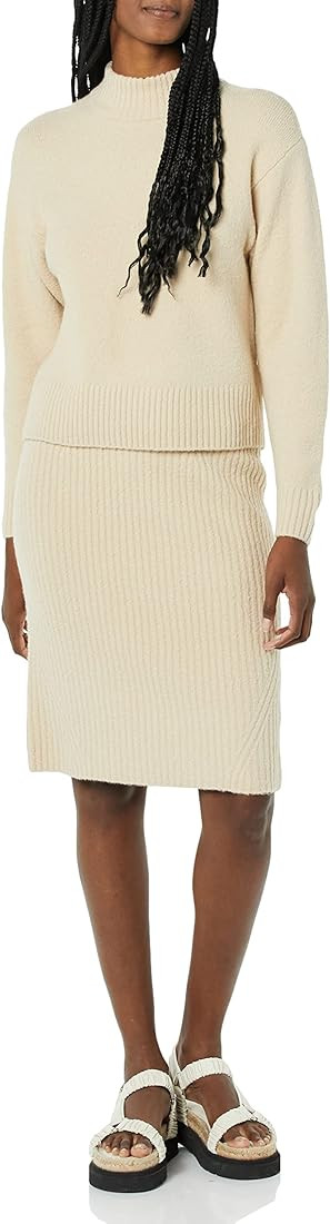 Daily Ritual Women's Cozy Boucle Cropped Crewneck Sweater & Pencil Skirt Set | Amazon (US)