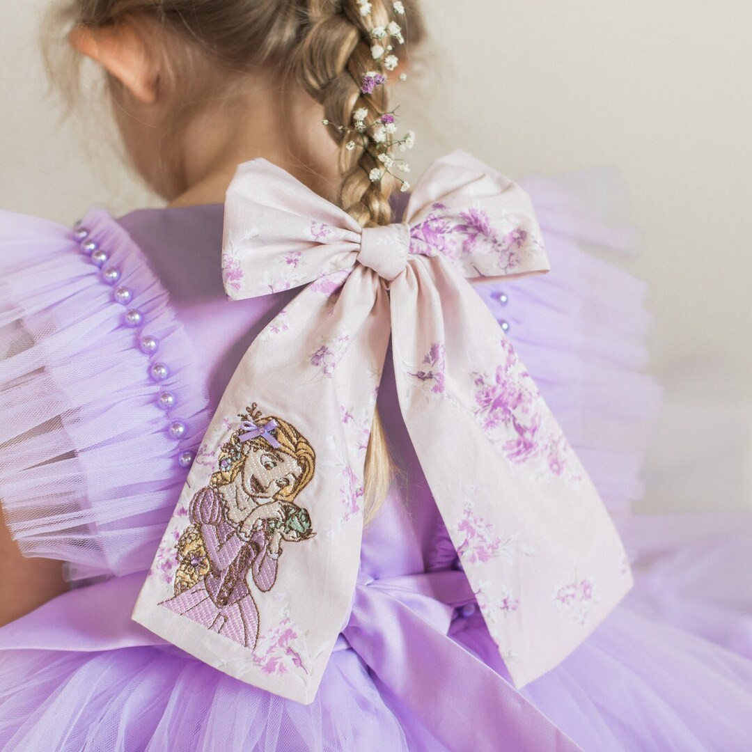 Rapunzel and Pascal Tangled Floral Lavender Purple Bow - Etsy | Etsy (US)