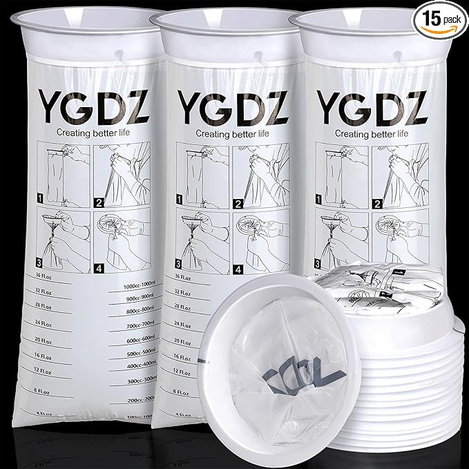 YGDZ Vomit Bags, 15 Pack Vomit Bags Disposable, 1000ml Barf Bags, Leak Resistant Throw Up, Portab... | Amazon (US)