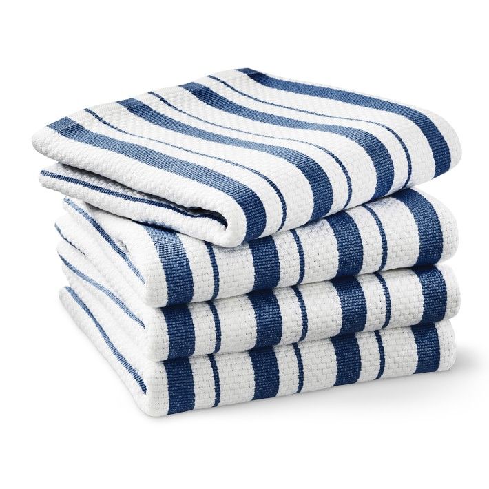 Williams Sonoma Classic Stripe Towels, Set of 4, Bright Blue | Williams-Sonoma