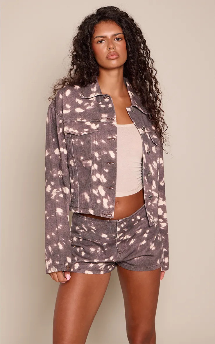 Deer Print Zip Up Denim Jacket | Boohoo.com (UK & IE)