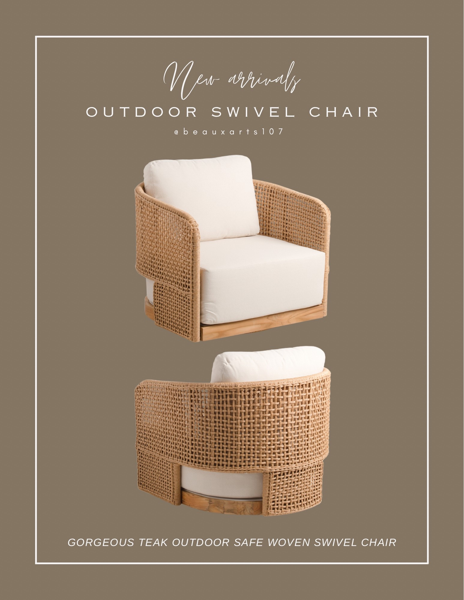 Check out this new gorgeous outdoor teak woven swivel arm chair! It looks soo high end! 

#LTKHome #LTKStyleTip #LTKSaleAlert
