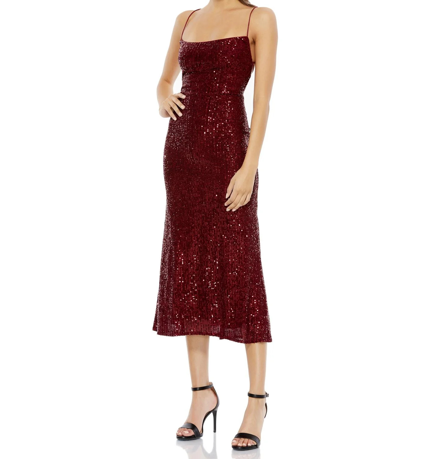 Ieena for Mac Duggal Women's Midi Sequin Dress in Wine 2 Lord & Taylor | Lord & Taylor