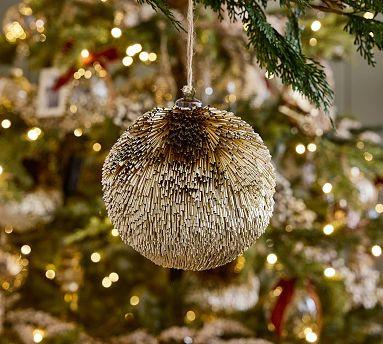Oversized Textured Gold Ball Ornament | Pottery Barn (US)
