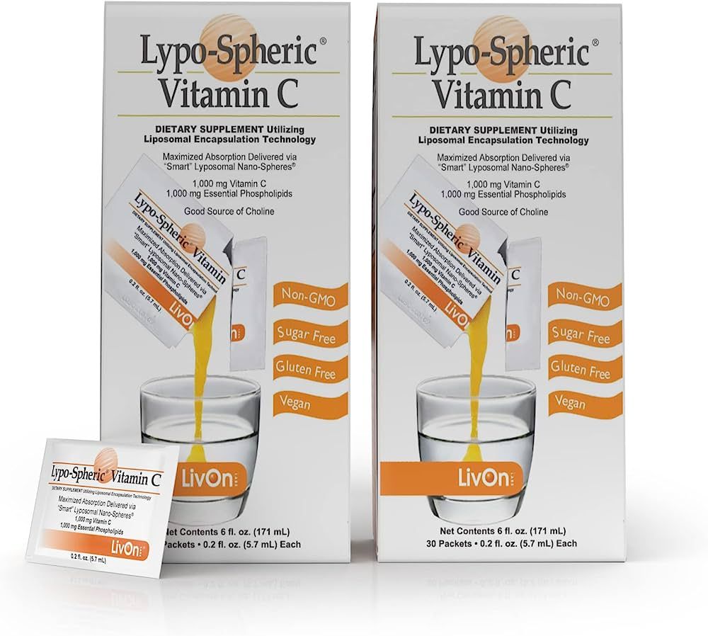 LivOn Laboratories Lypo–Spheric Vitamin C – 2 Cartons (60 Packets) – 1,000 mg Vitamin C & 1... | Amazon (US)