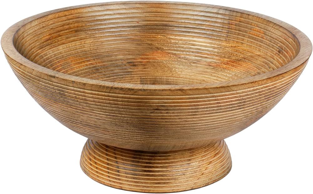 Wood Pedestal Bowl - Wooden Fruit Bowl for Kitchen Counter - Large Decorative Bowl - 12" Footed B... | Amazon (US)