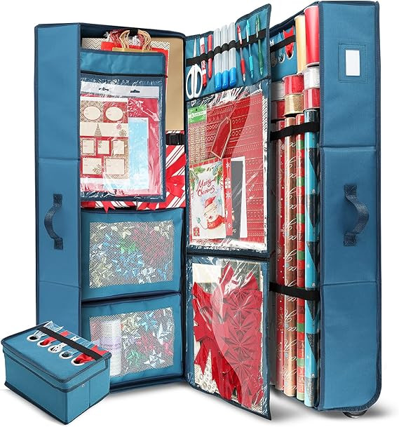 Hearth & Harbor Holiday Storage with Christmas Bins and Ribbon Organizer - Fade Resistant Wrappin... | Amazon (US)