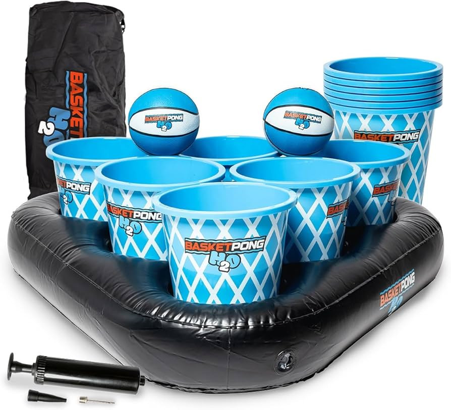 BasketPong H2O – Inflatable Pool Pong Game with Buckets and Balls, Water Yard Game for Outdoor ... | Amazon (US)