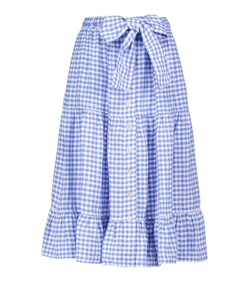 Gingham linen midi skirt | Mytheresa (UK)