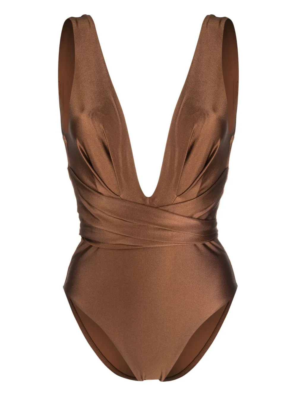 ZIMMERMANN Draped V-neck Swimsuit - Farfetch | Farfetch Global