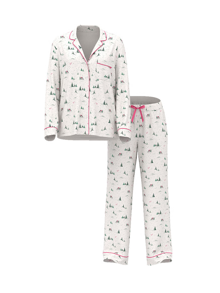 Buy Flannel Long Pajama Set, Coconut White/Rose Garden Whimsy Forest Scene - Order Pajamas Sets o... | Victoria's Secret (US / CA )