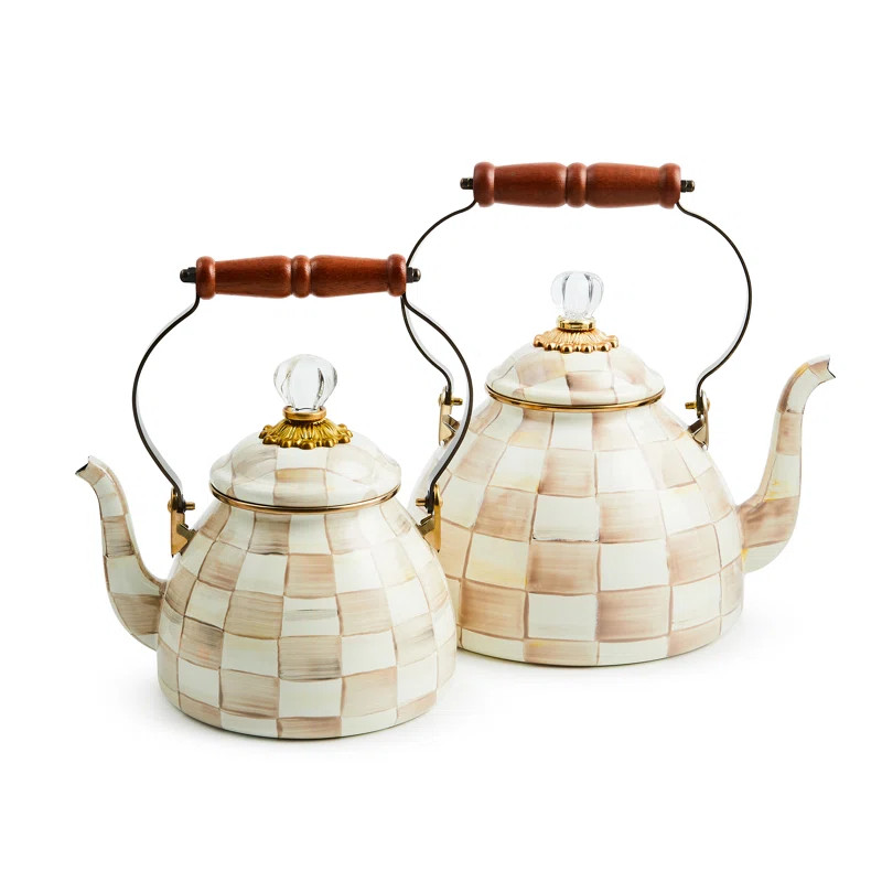MacKenzie-Childs Mocha Check 2 Quart Tea Kettle | Wayfair | Wayfair North America