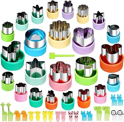 Vegetable Cutters Shapes Set, 24pcs Mini Cookie Cutters, Vegetable Cutter and Fruit Stamps Mold +... | Amazon (US)