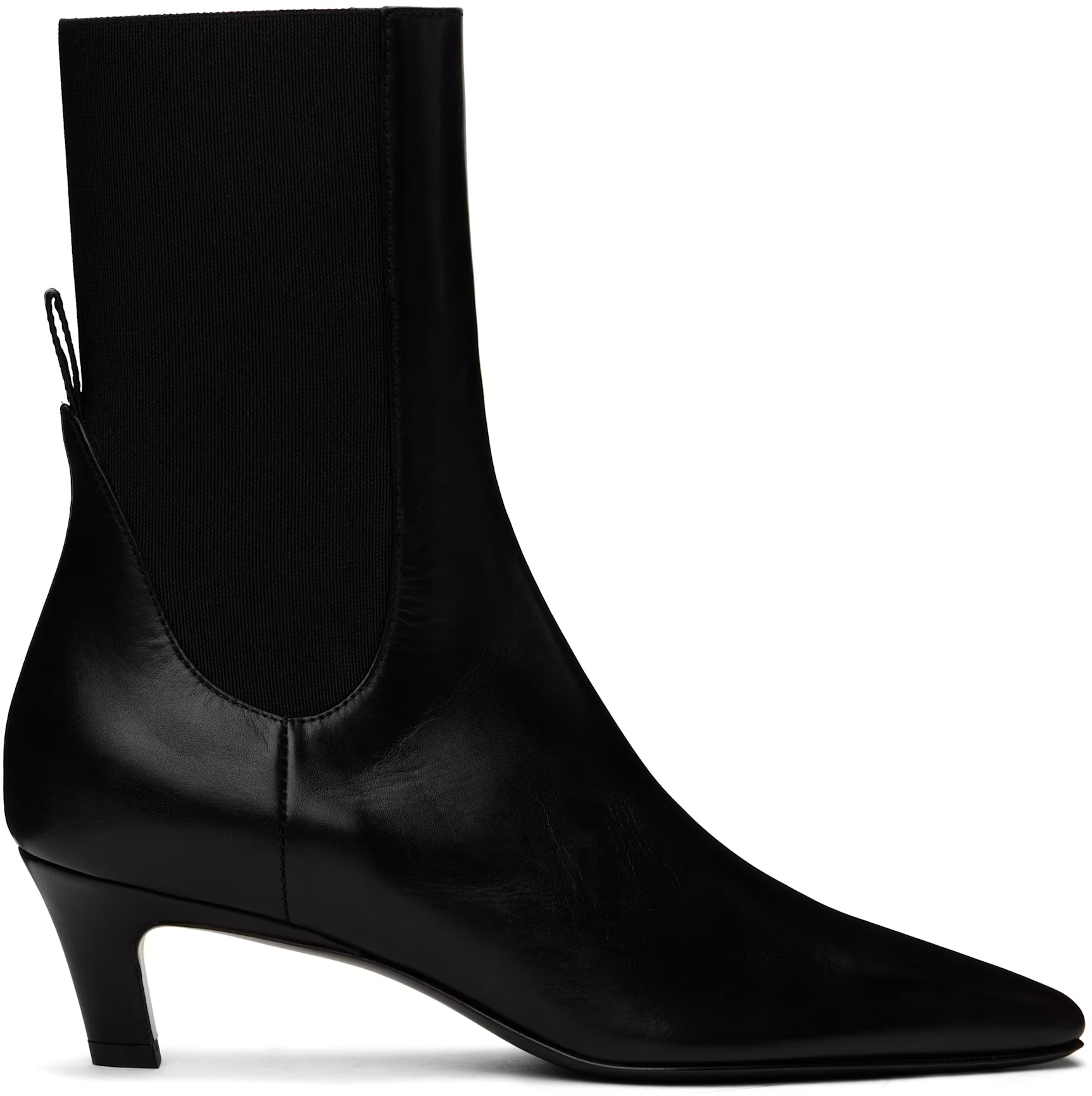 Black Leather Mid-Heel Boots | SSENSE