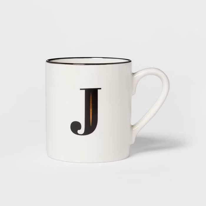 16oz Stoneware Monogram J Mug White - Threshold™ | Target