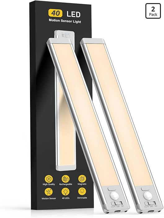 10inch Under Cabinet Lighting, 2 Pack Rechargeable Motion Sensor Light Indoor, 5 Levels Dimmable ... | Amazon (US)