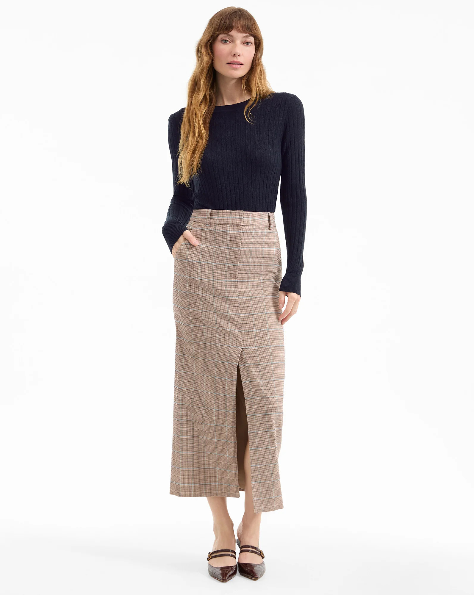 Maxine Plaid Midi Skirt | Veronica Beard