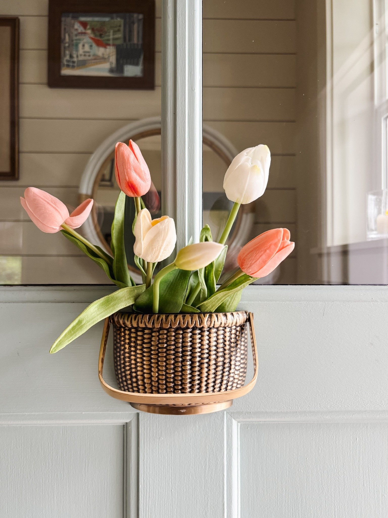 Brass door knocker basket with my favorite realistic faux tulips - spring decor

#LTKSaleAlert #LTKSeasonal #LTKHome