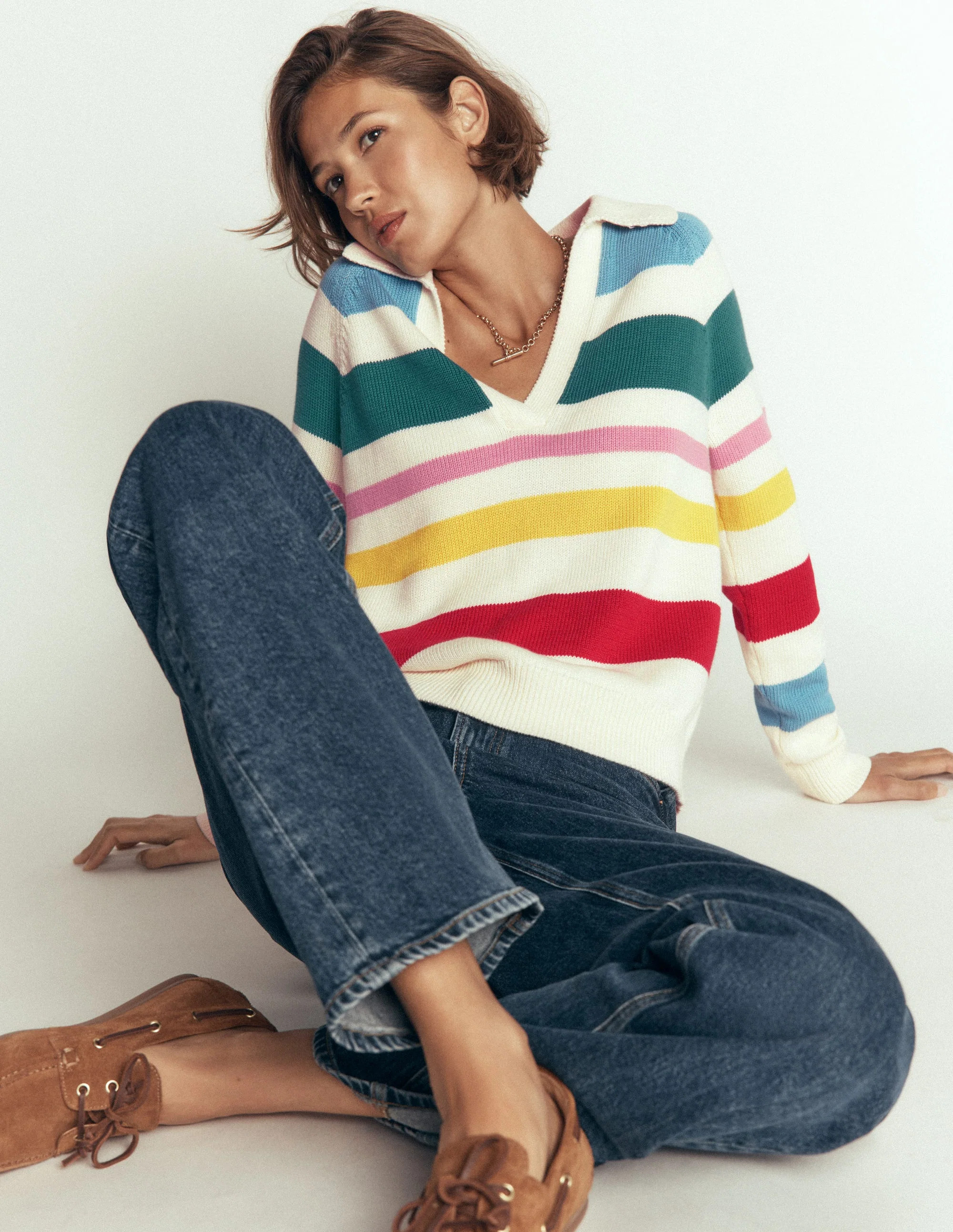 Lucy Cotton Henley Sweater-Bitter Chocolate | Boden (US)