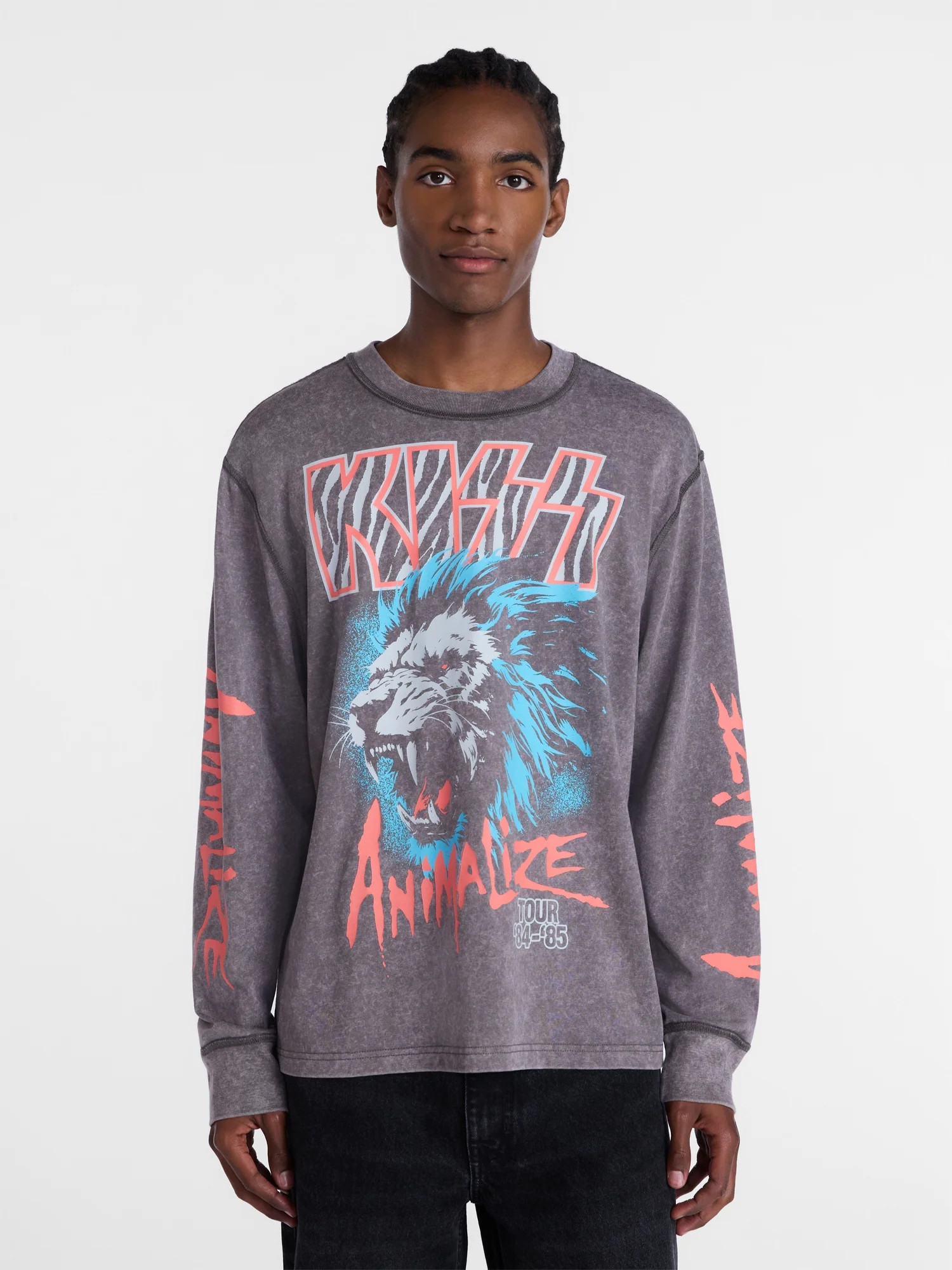 Kiss  Men s & Men s and Tall Mineral Wash Boxy Graphic Long-sleeve Tee  Sizes XS–5XB & MT-4XLT | Walmart (US)