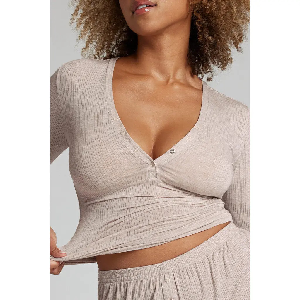 Negative Underwear Whipped Henley in Sand at Nordstrom, Size Xx-Large | Nordstrom