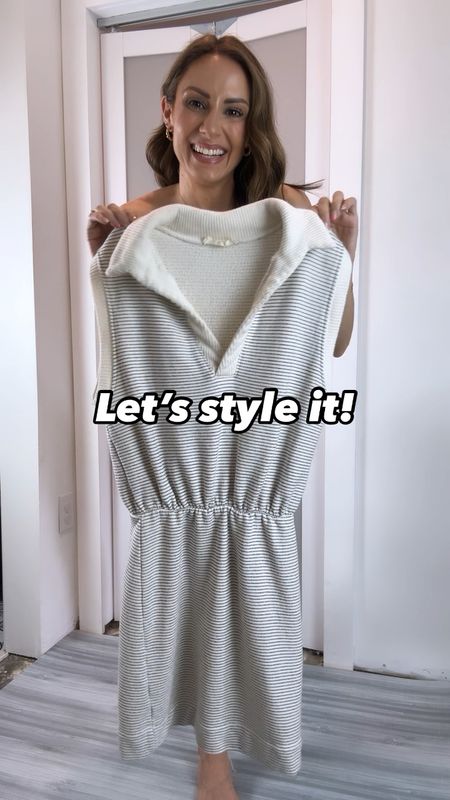 30% off with code APPYHOUR 🎊 The cutest and comfiest striped shirt dress!! Love the dramatic collar and v-neck combo and the cap sleeves! Both the sleeves and collar have a ribbed texture - super cute detail. Elastic waist for comfort. I’m wearing a small. It was a little big but I shrunk it in the wash and then it fit great if that helps with sizing. Sneakers are tts. Also, don’t pay full price for the dress. This site ALWAYS has codes so just do a search for one or check the site or IG! 

#LTKsalealert #LTKfindsunder100 #LTKVideo