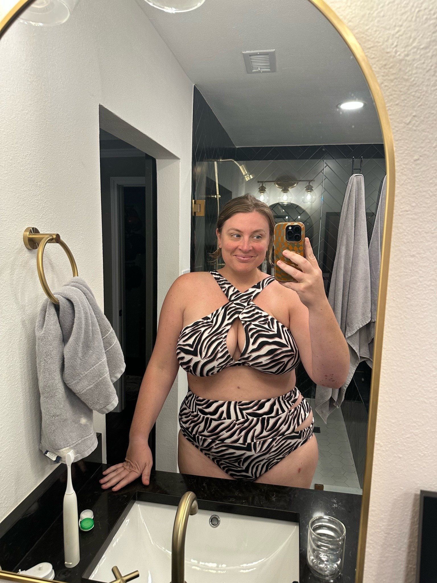 EXCUSE ME !! This bikini is so sexy!! Without feeling totally skimpy. I’m wearing 2X for the 🍒 regular + plus size available swimsuit

#LTKMidsize #LTKPlusSize #LTKSwim