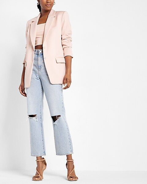 Nylon Notch Lapel Boyfriend Blazer | Express