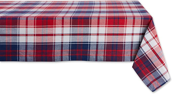 DII Americana Plaid, Table Top Collection, Tablecloth, 60x84, Red, White, & Blue | Amazon (US)