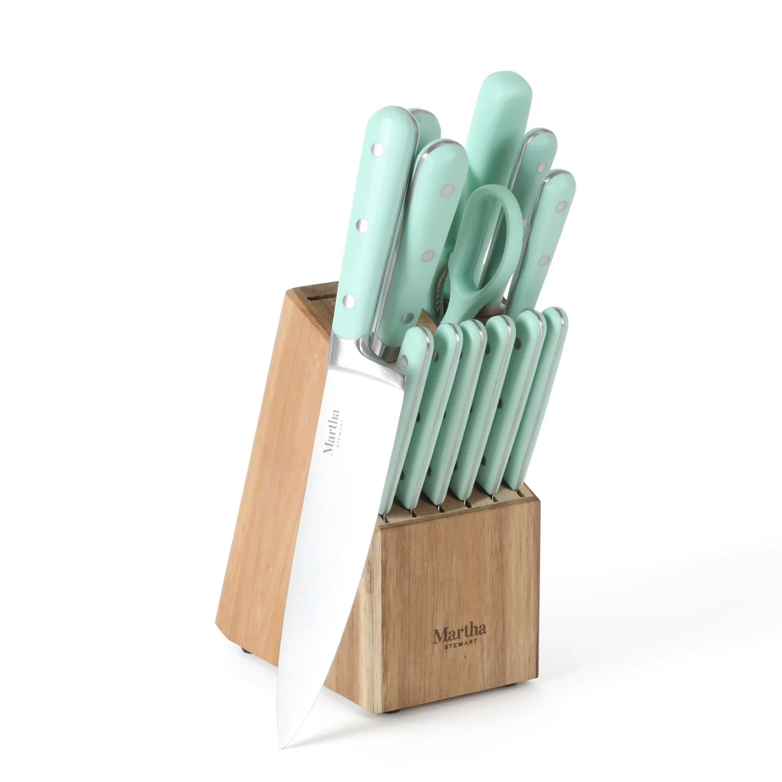 Martha Stewart Eastwalk 14-Piece Matte Knife Block Cutlery Set, Martha Blue | Kohl's
