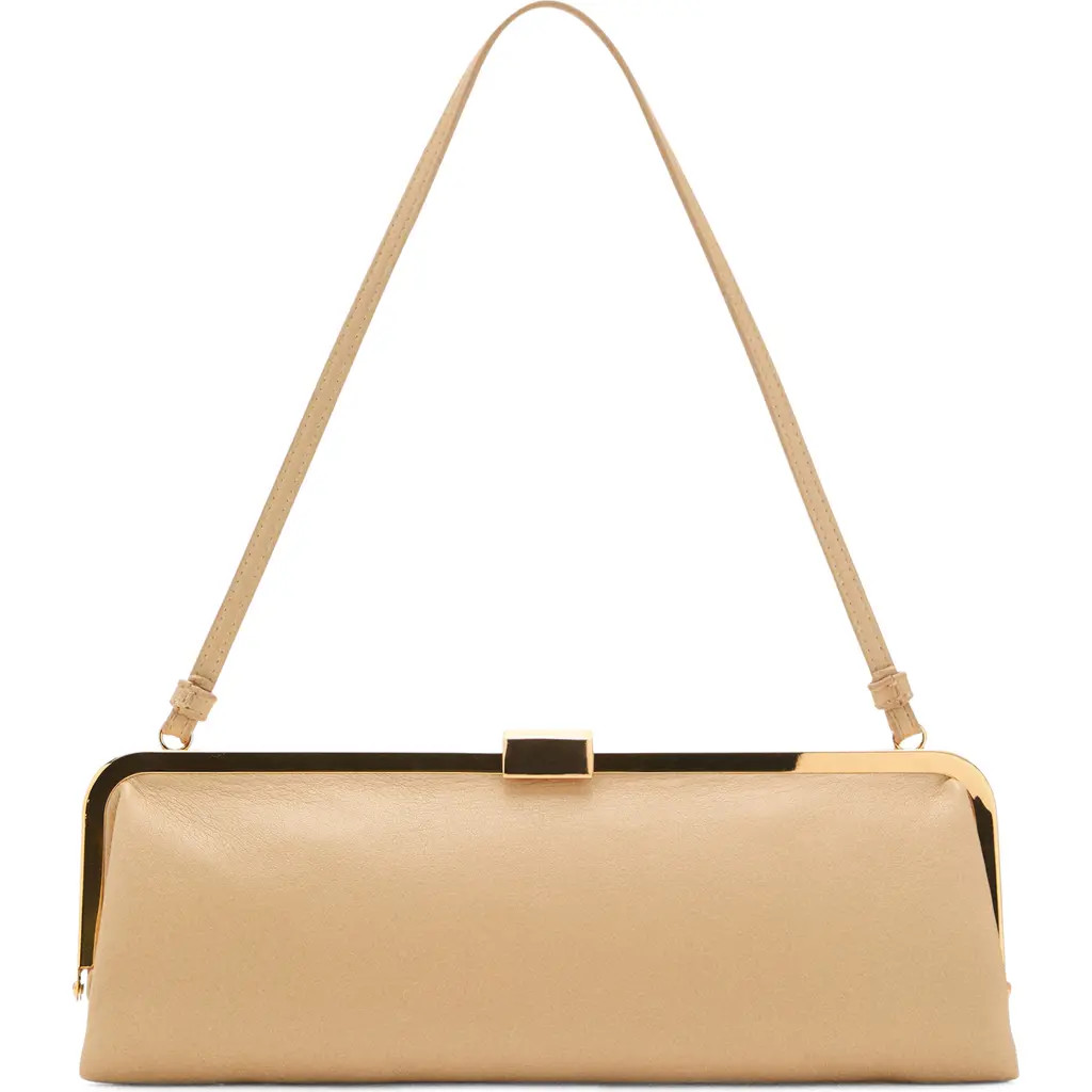 MANGO Metallic Frame Clutch in Vanilla at Nordstrom | Nordstrom