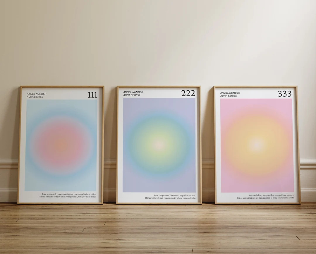Angel Numbers Aura Poster Printable Set for 111 222 333 - Etsy | Etsy (US)