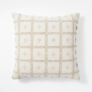 Woven Cotton Tufted Square Throw Pillow Cream - Threshold&#8482; designed with Studio McGee | Target