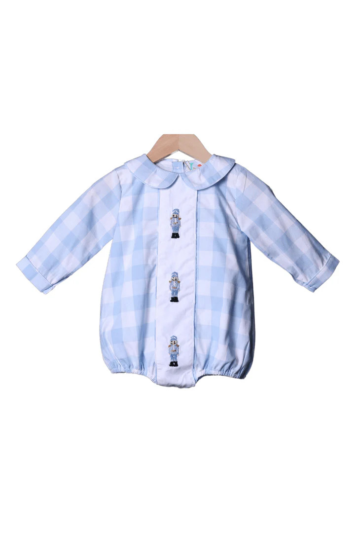 French Knot Nutcracker Blue Gingham Bubble | The Smocked Flamingo