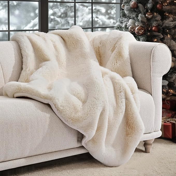 Luxury Soft Faux Chinchilla Fur Throw Blanket for Couch, Warm Thick Heavy Winter Throw Blanket 12... | Amazon (US)