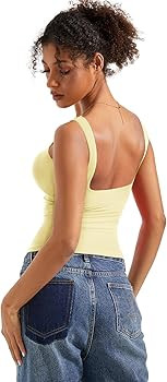 SUUKSESS Women Padded Open Back Boat Neck Tank Tops Double Lined Basic Shirts | Amazon (US)